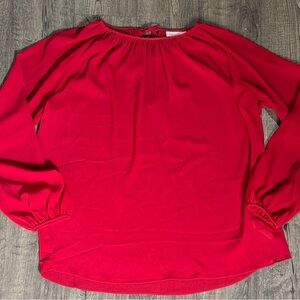 Prologue Vibrant Red Long-Sleeve Tunic Blouse